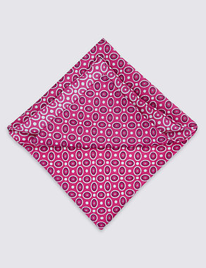 Pure Silk Geometric Print Pocket Square Image 2 of 3