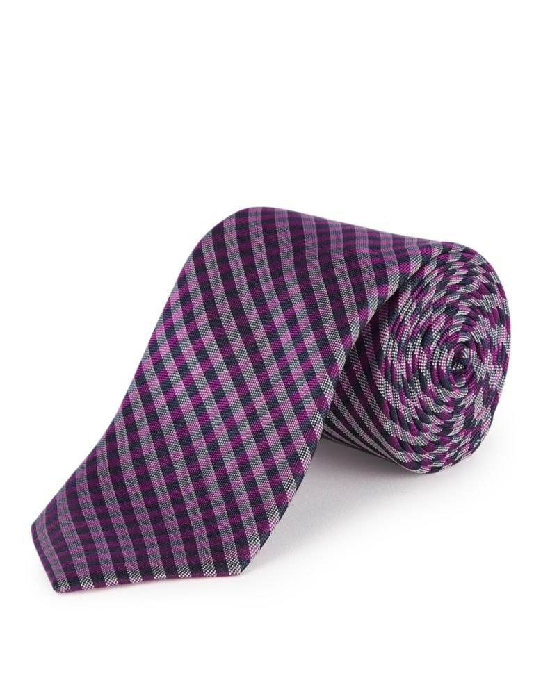 Pure Silk Gingham Checked Tie 2 of 2