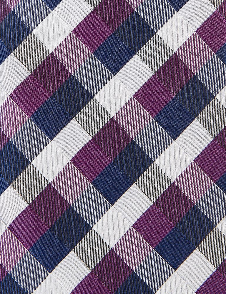 Pure Silk Gingham Checked Tie 3 of 3
