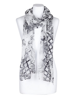Pure Silk Grid Lace Lightweight Scarf Image 2 of 3
