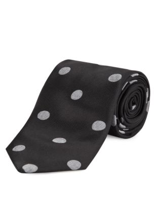 Pure Silk Large Spotted Tie Image 1 of 1