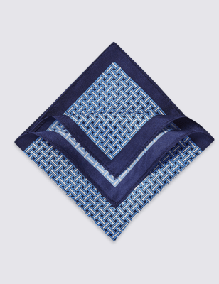 Men's Lattice Print Mulberry Silk Pocket Square