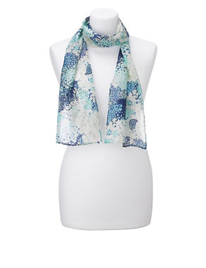 Pure Silk Lightweight Floral Scarf Image 2 of 3