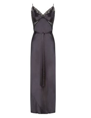 Luxury Silk Long Nightdress in Black