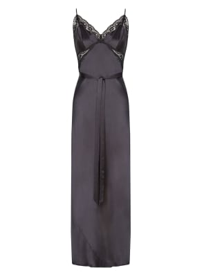 Claura Black Lace Satin Nightdress with Robe ST-20