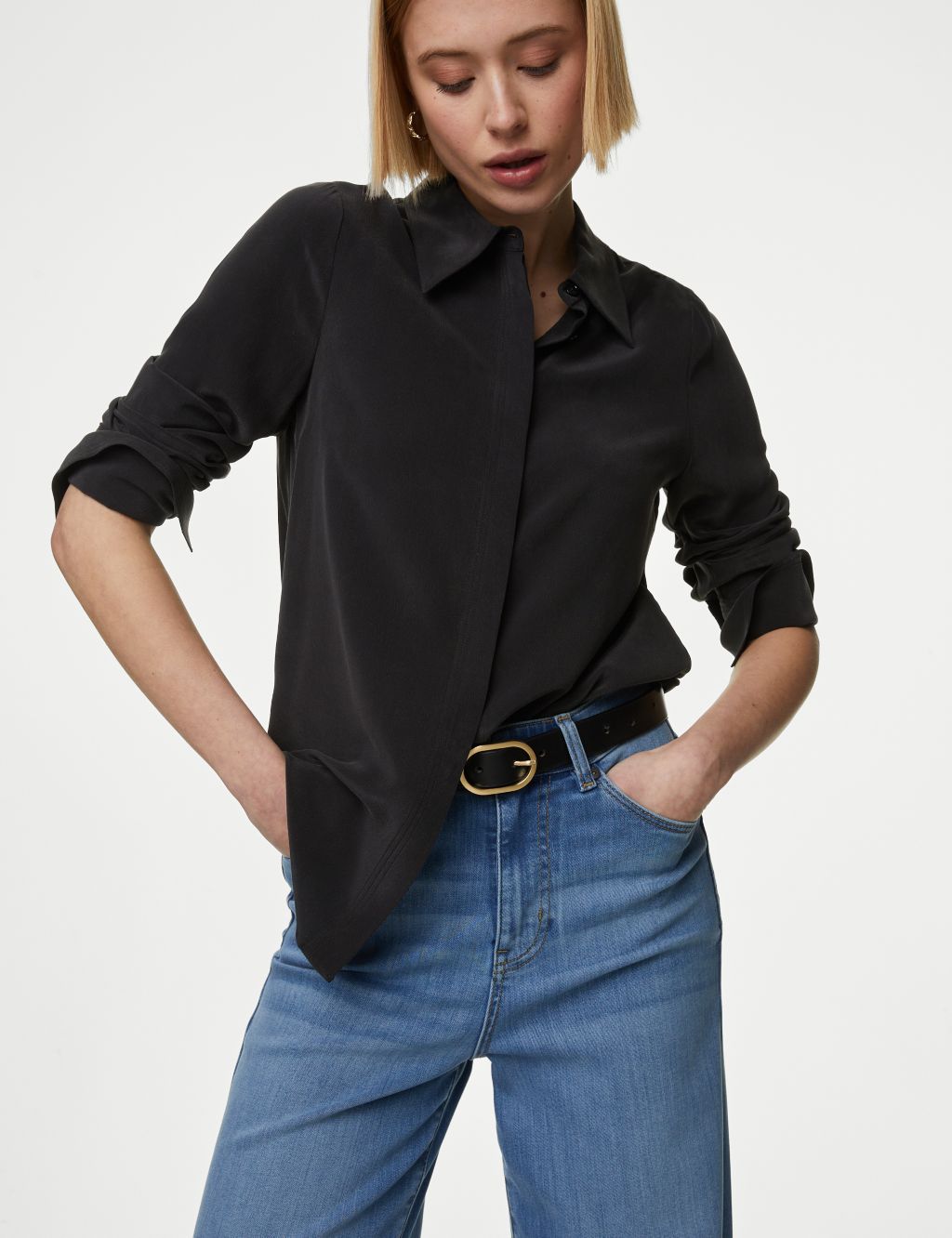 Silk Long Sleeves Shirt for Women, Button Up Shirt