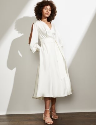 White midi cheap wrap dress