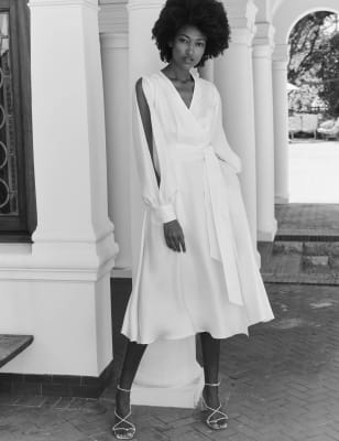 Midi white hotsell wrap dress