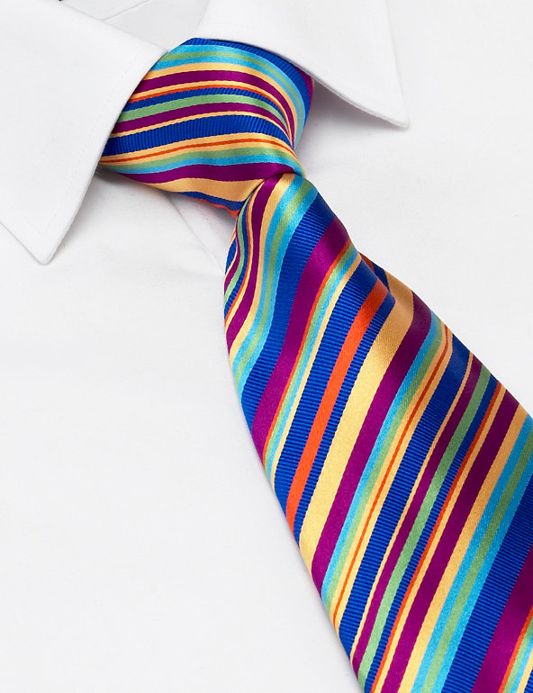 Pure Silk Multi-Striped Tie Image 1 of 1