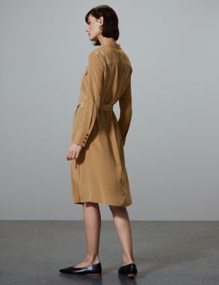 Pure Silk Patch Pocket Shirt Midi Dress, Autograph