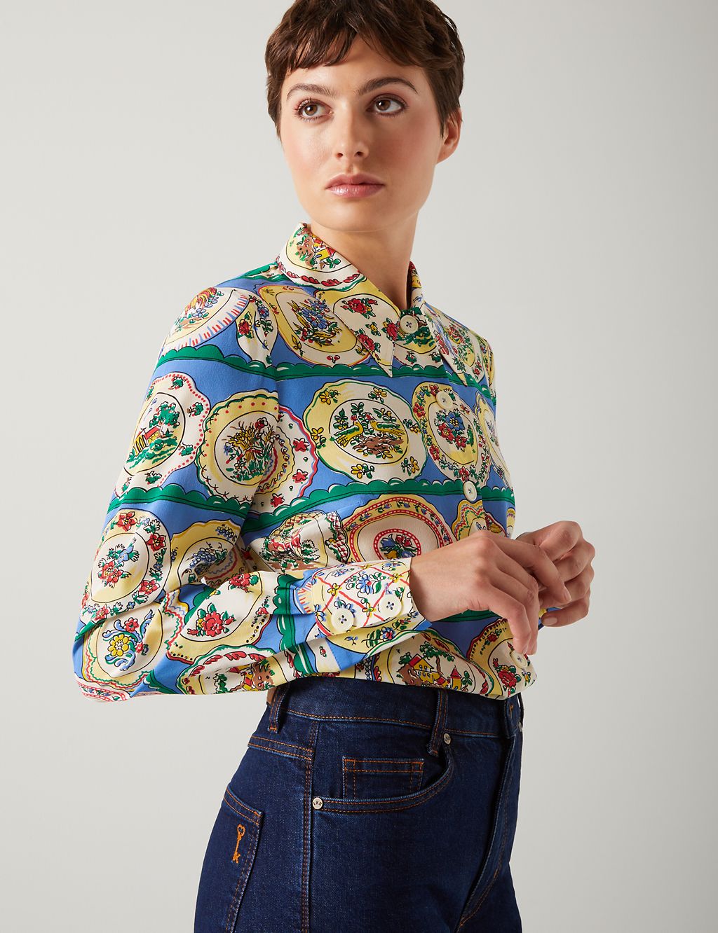 Pure Silk Printed Blouse 2 of 4