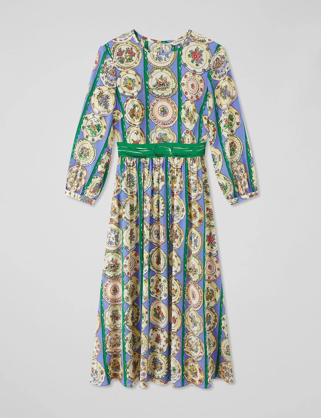 Pure Silk Printed Midi Waisted Dress 1 of 4