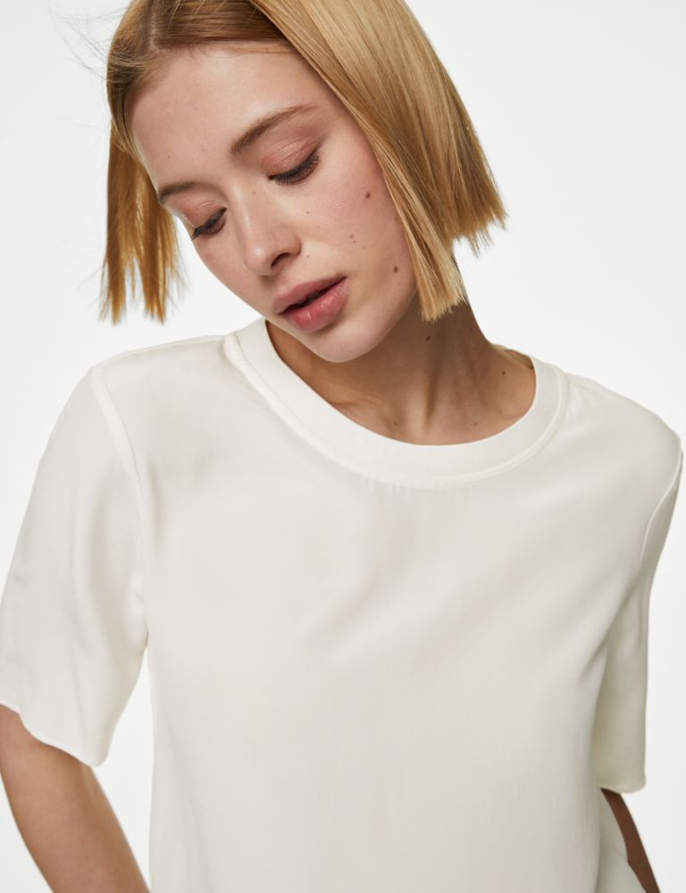 Pure Silk Relaxed Short Sleeve Top 1 of 6