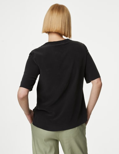 Pure Silk Relaxed Short Sleeve Top 5 of 7