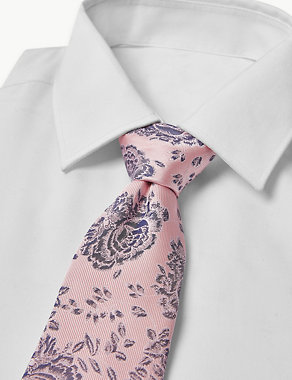 Pure Silk Rose Floral Tie Image 2 of 3