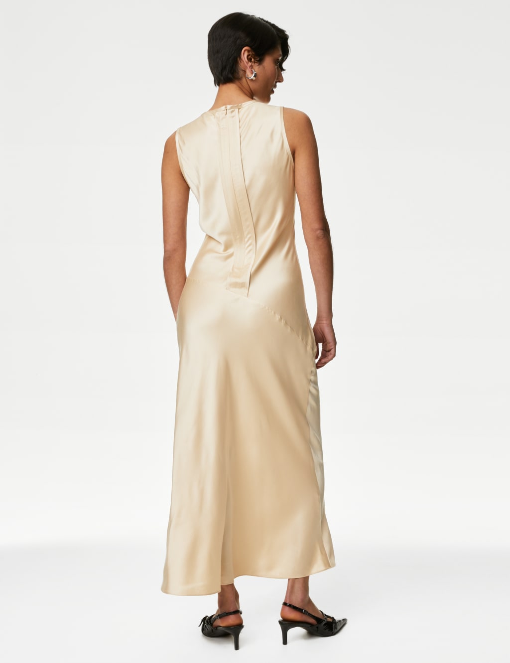 Pure Silk Round Neck Midaxi Waisted Dress | Autograph | M&S