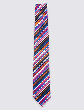 Pure Silk Royal Multi Striped Tie Image 2 of 3