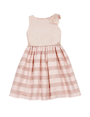 Pure Silk Shadow Striped Skirt Dress (7-14 Years) Image 2 of 3