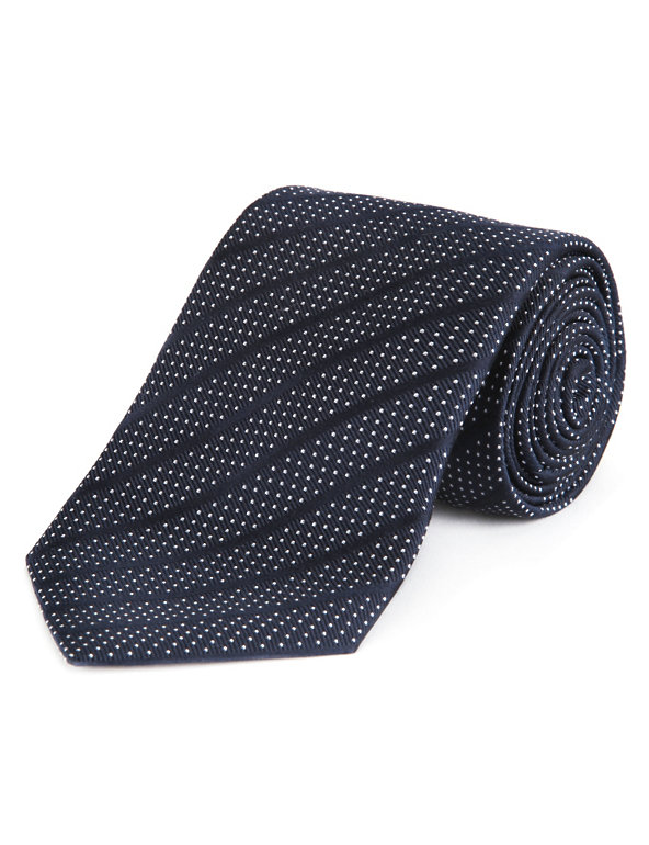 Pure Silk Spotted & Striped Tie Image 1 of 1