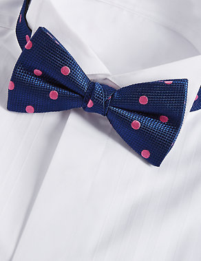 Pure Silk Spotted Bow Tie Image 2 of 3