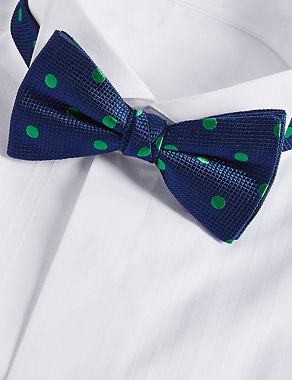 Pure Silk Spotted Bow Tie Image 2 of 3