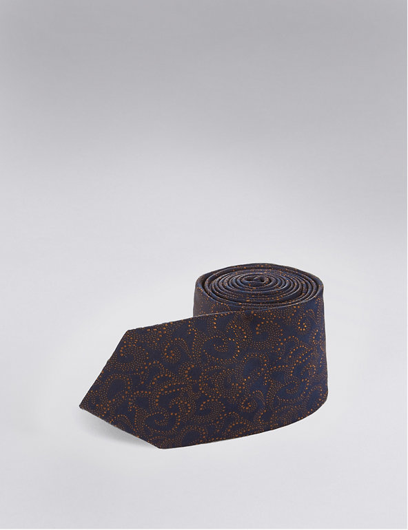 Pure Silk Spotted Floral Tie Image 1 of 2