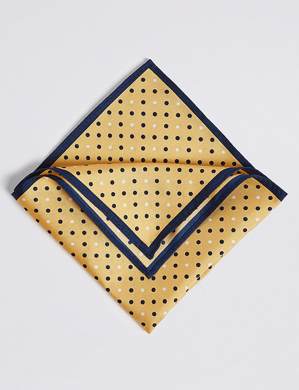 Pure Silk Spotted Pocket Square Image 1 of 2