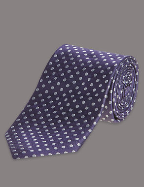 Pure Silk Spotted Tie Image 2 of 3