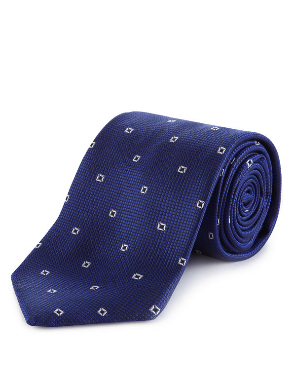 Pure Silk Spotted Tie with Stain Resistance Image 1 of 1