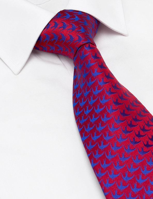 Pure Silk Swallow Print Tie Image 1 of 1