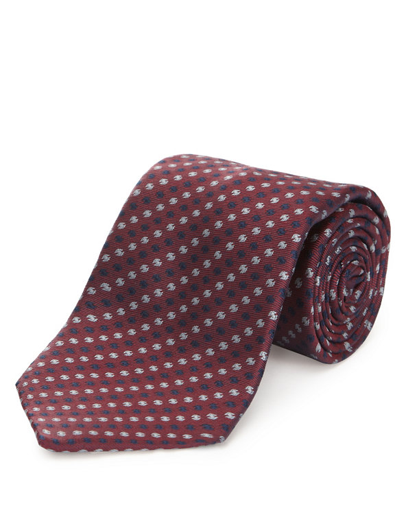 Pure Silk Textured Tie with Stain Resistance Image 1 of 1