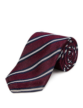 Pure Silk Twill Striped Tie Image 2 of 3
