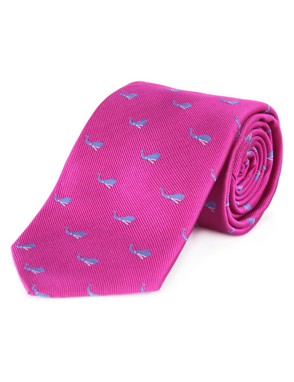 Pure Silk Whale Print Tie Image 1 of 1