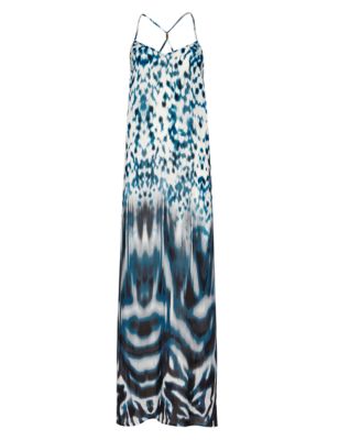 Pure Silk Zebra Skin Print Maxi Dress Image 2 of 5