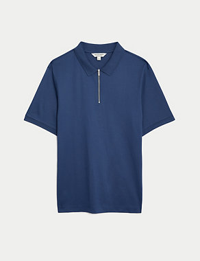 Pure Supima® Cotton Half Zip Polo Shirt Image 2 of 6
