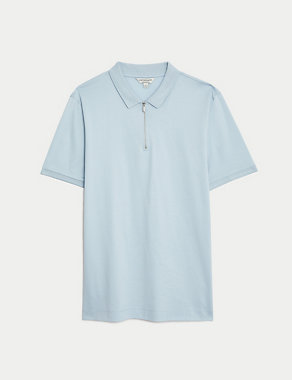 Pure Supima® Cotton Half Zip Polo Shirt Image 2 of 6