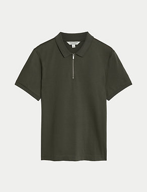 Pure Supima® Cotton Half Zip Polo Shirt Image 2 of 5