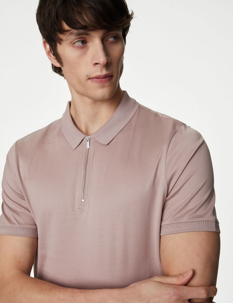 Pure Supima® Cotton Half Zip Polo Shirt 3 of 5