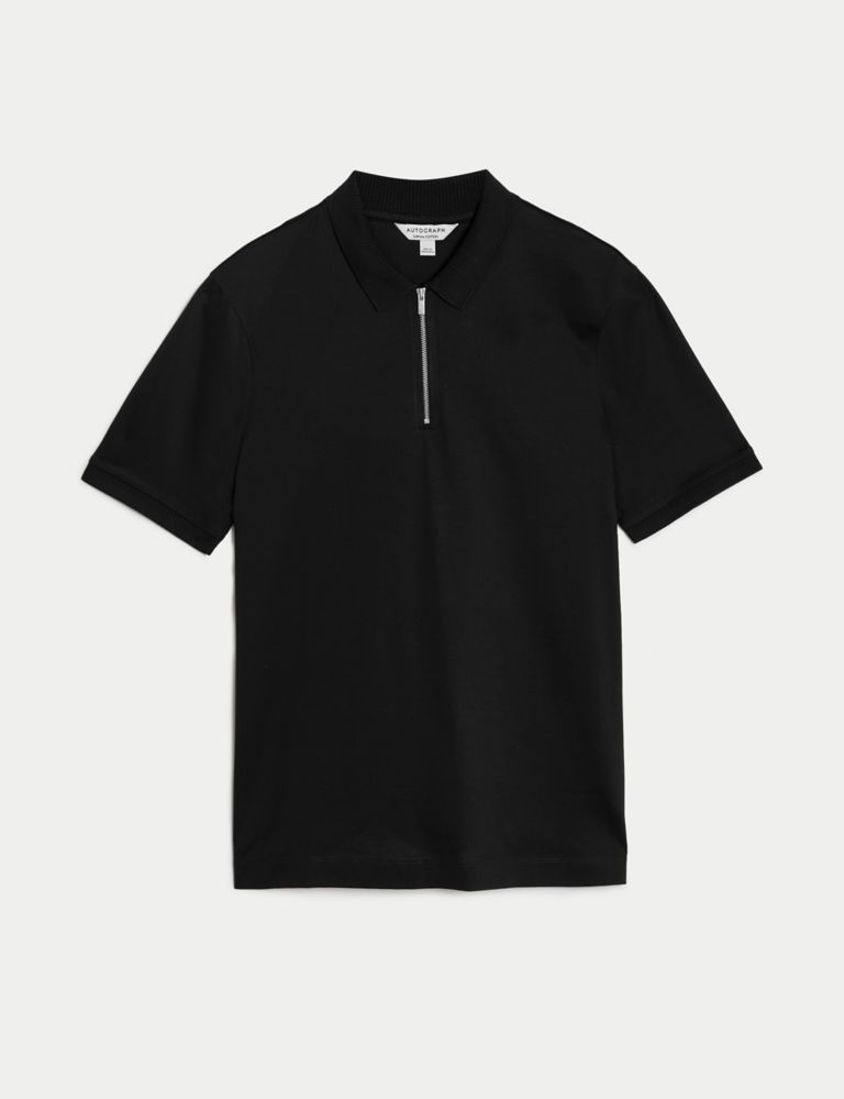 Buy Pure Supima® Cotton Half Zip Polo Shirt | Autograph | M&S