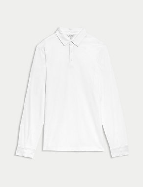 Pure Supima® Cotton Long Sleeve Polo Shirt Image 2 of 6