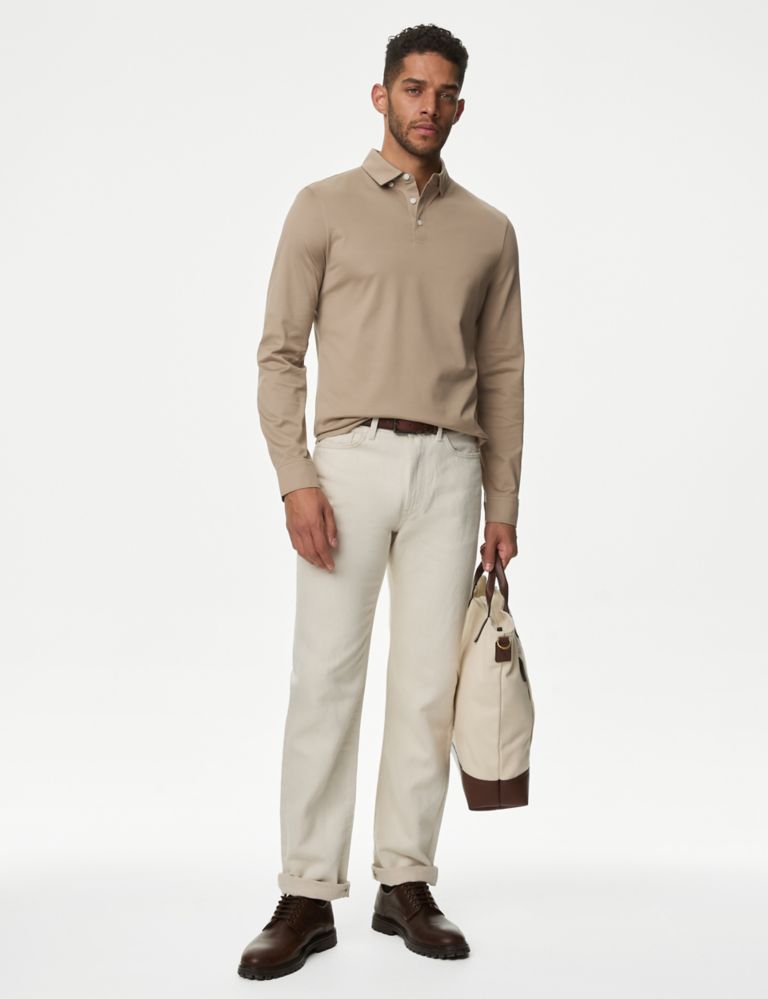 Pure Supima® Cotton Long Sleeve Polo Shirt 3 of 6