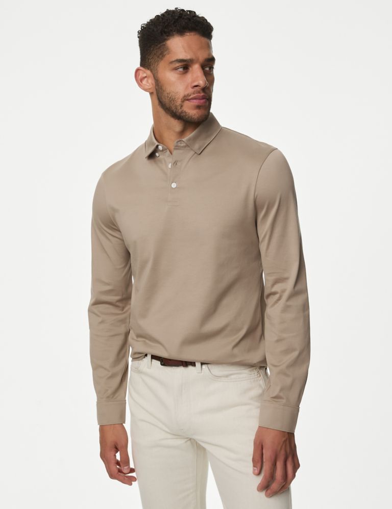 Pure Supima® Cotton Long Sleeve Polo Shirt 4 of 6
