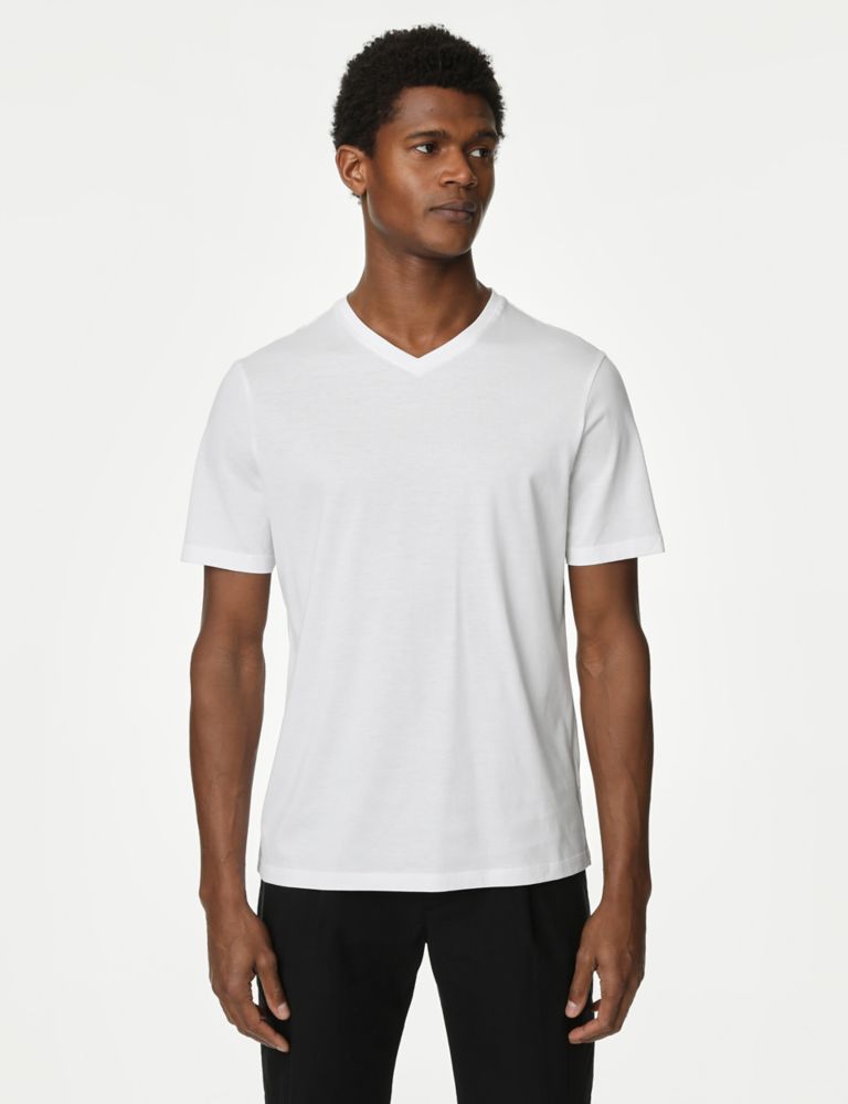 Pure Supima® Cotton V-Neck T-Shirt 1 of 4