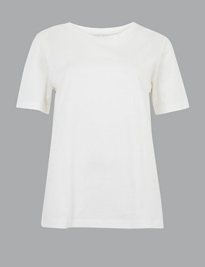 Pure Supima Cotton Round Neck T-Shirt Image 2 of 4
