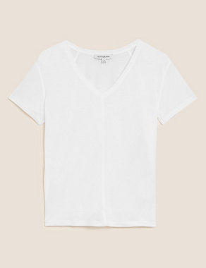 Pure Tencel™ Jersey V-Neck Relaxed T-shirt Image 2 of 6