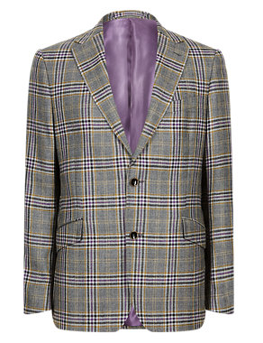 Pure Wool 2 Button Check Jacket Image 2 of 5