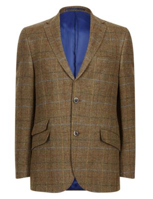 Pure Wool 2 Button Check Jacket | M&S Collection | M&S