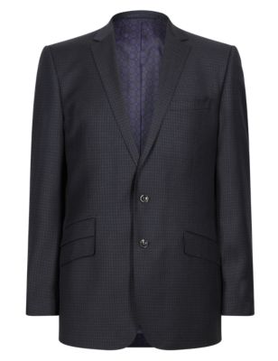 Pure Wool 2 Button Gingham Check Slim Fit Jacket Image 2 of 6