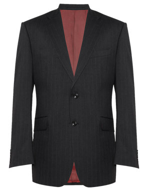 Pure Wool 2 Button Pinstriped Jacket Image 2 of 8