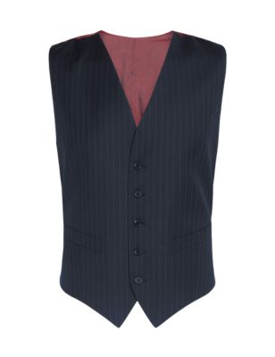 Pure Wool 5 Button Striped Waistcoat Image 2 of 6
